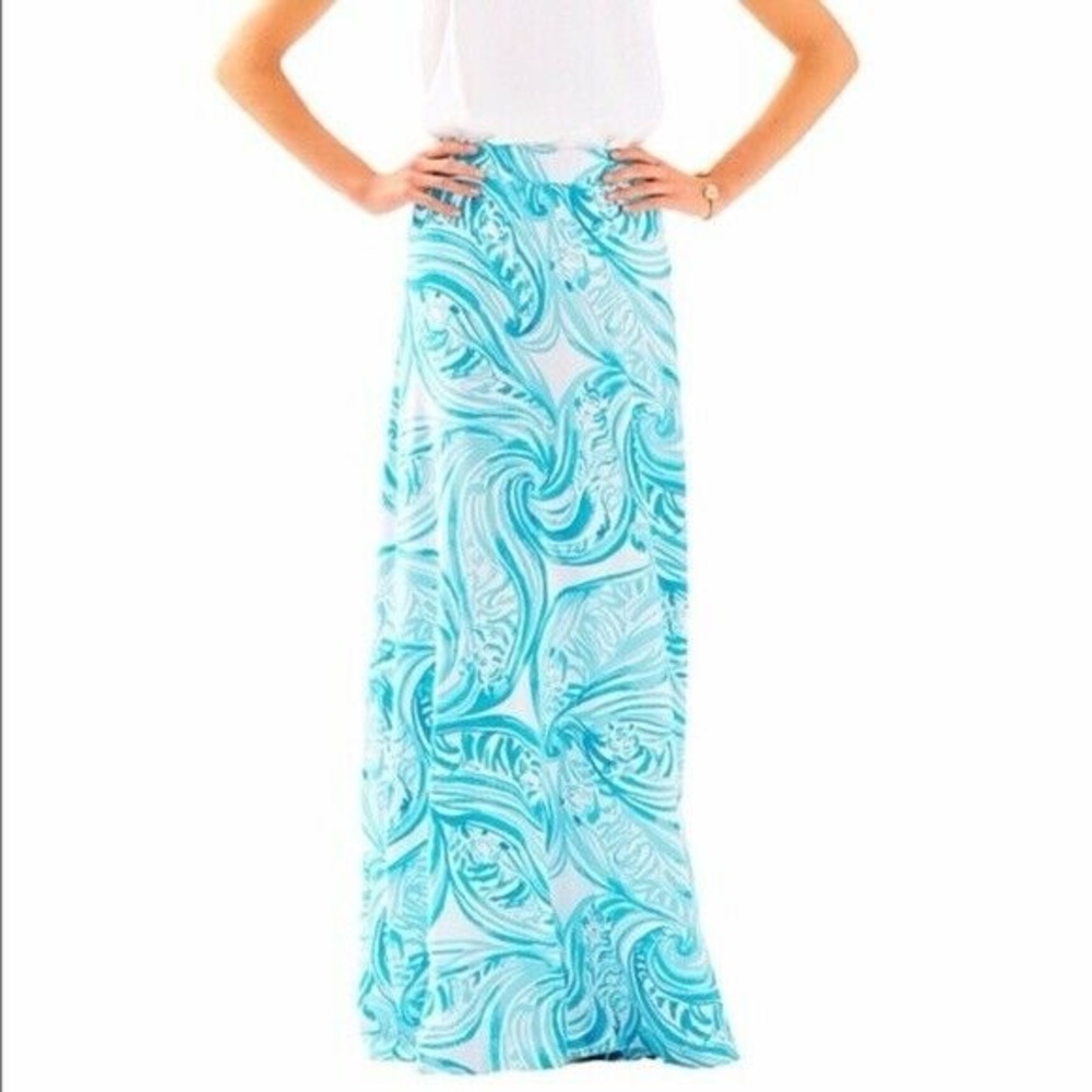 Lilly Pulitzer Nola maxi Skirt in Sea Ruffles Tiger Wave print Size Small